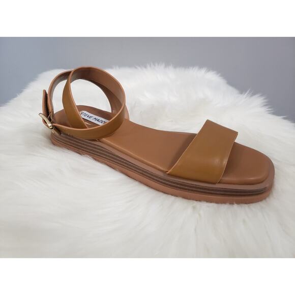 NEW NO BOX Steve Madden Tristian‎ Sandal BROWN Leather Minimalist Old Money - Picture 6 of 8